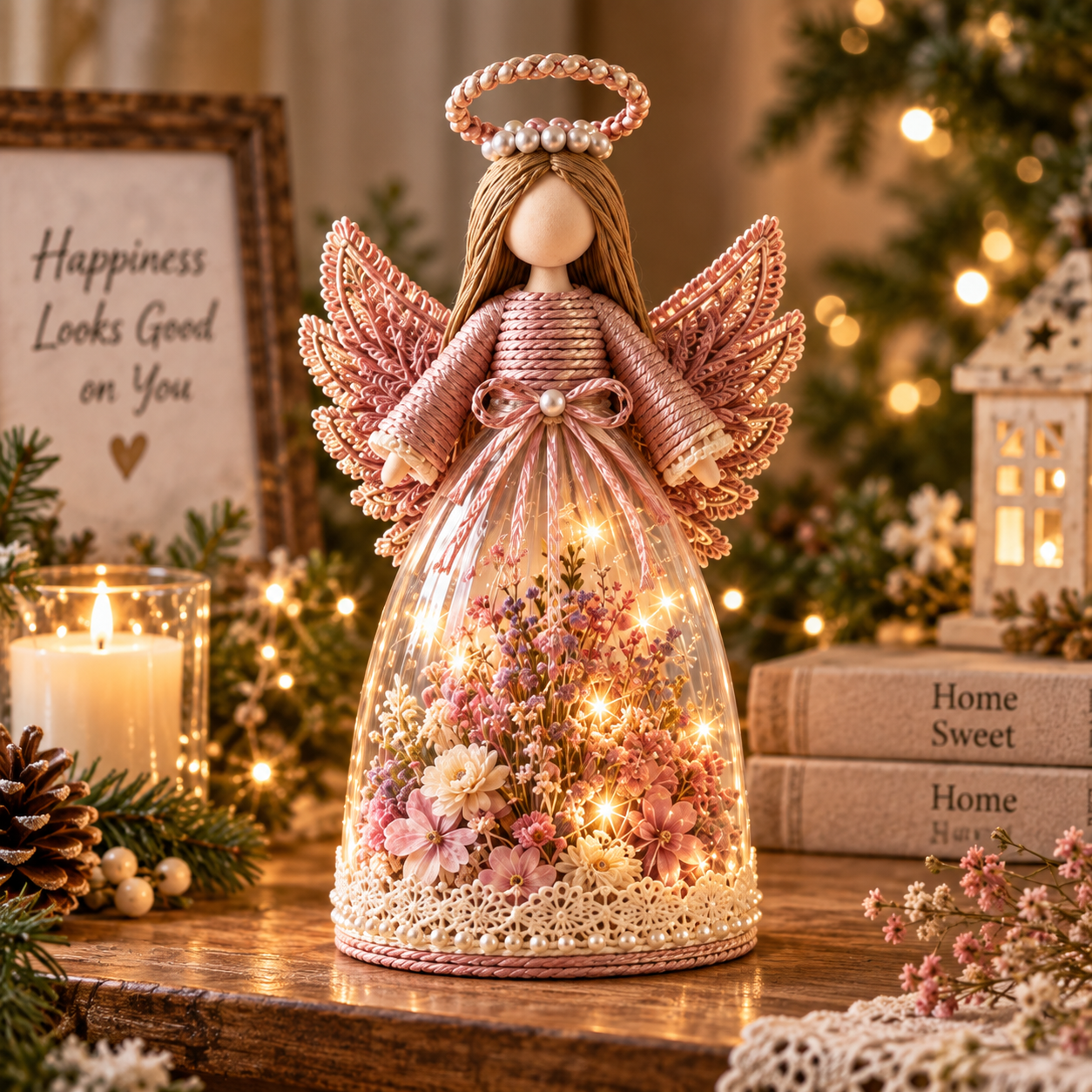 Lighted Floral Angel Figurine-HandPrint