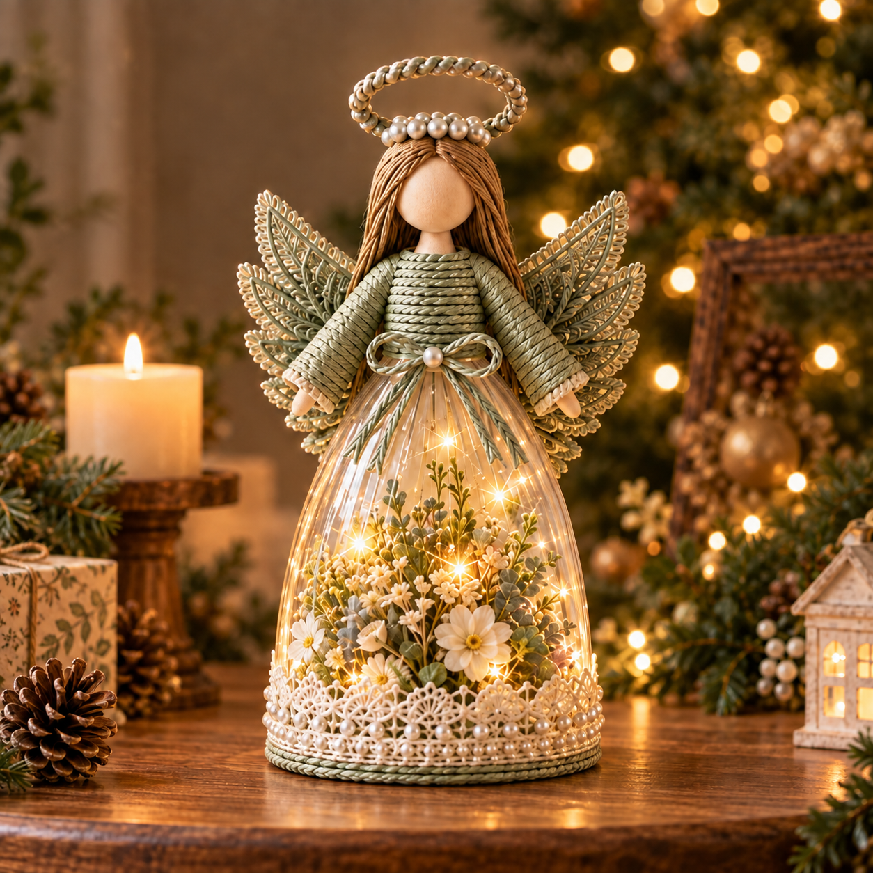 Lighted Floral Angel Figurine-HandPrint