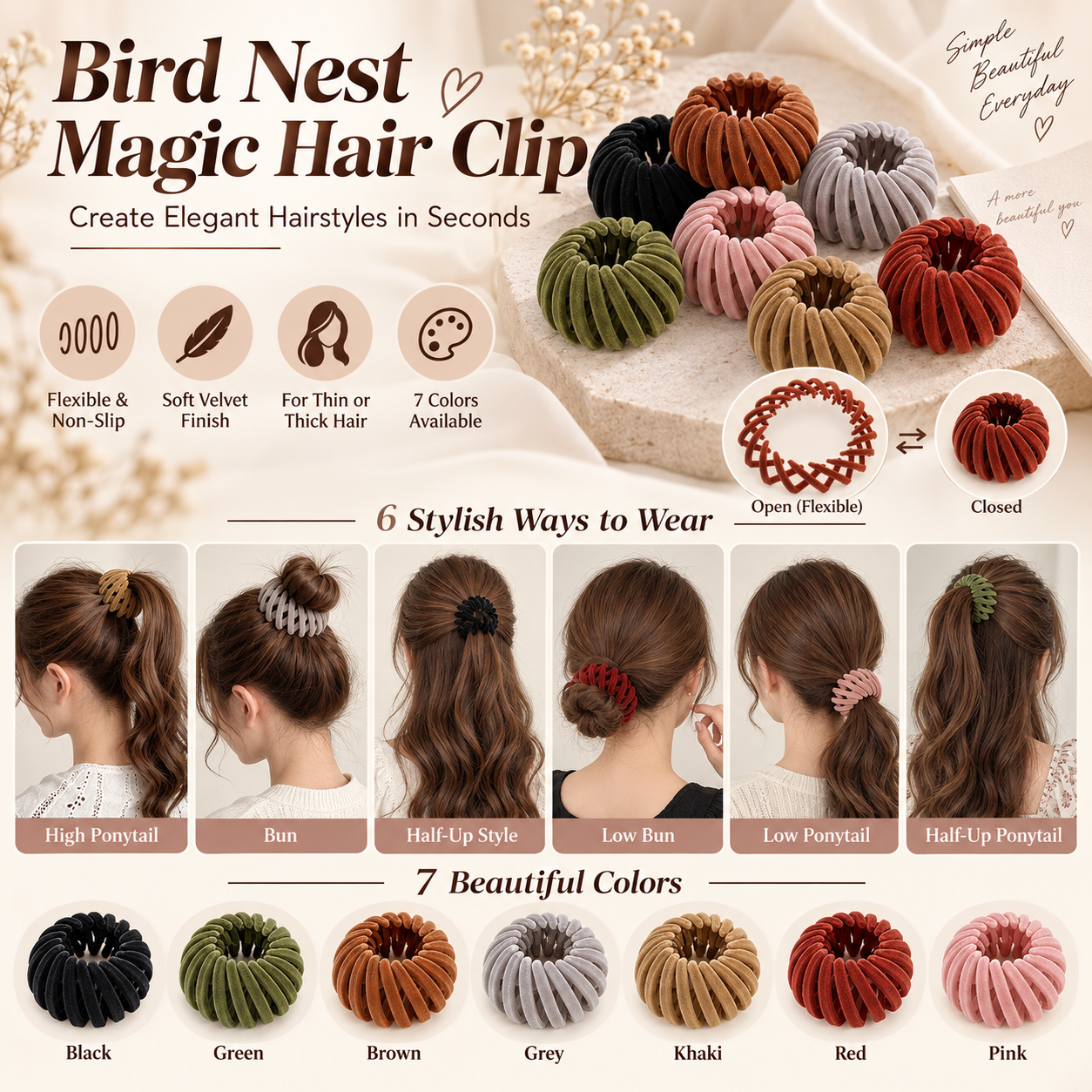 (🎄Early Christmas Sale - 49% OFF) Bird Nest Magic Hair Clip - Buy 5 Get Extra 20% OFF-HandPrint