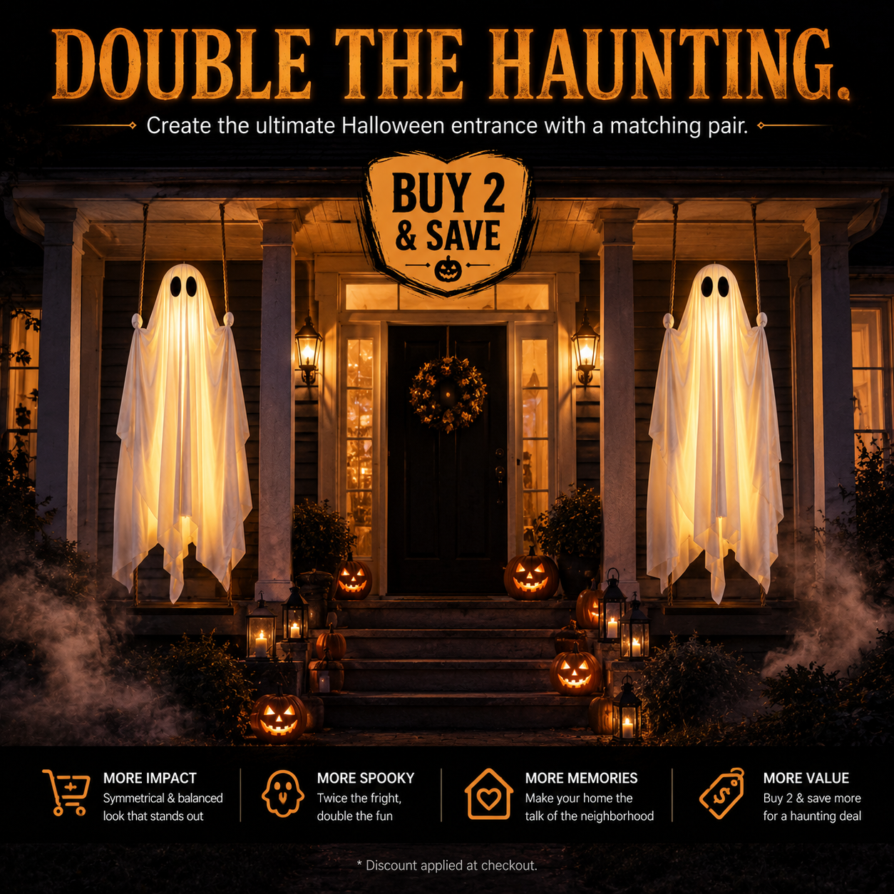 The Midnight Guest – 5FT Light-Up Swinging Ghost-HandPrint