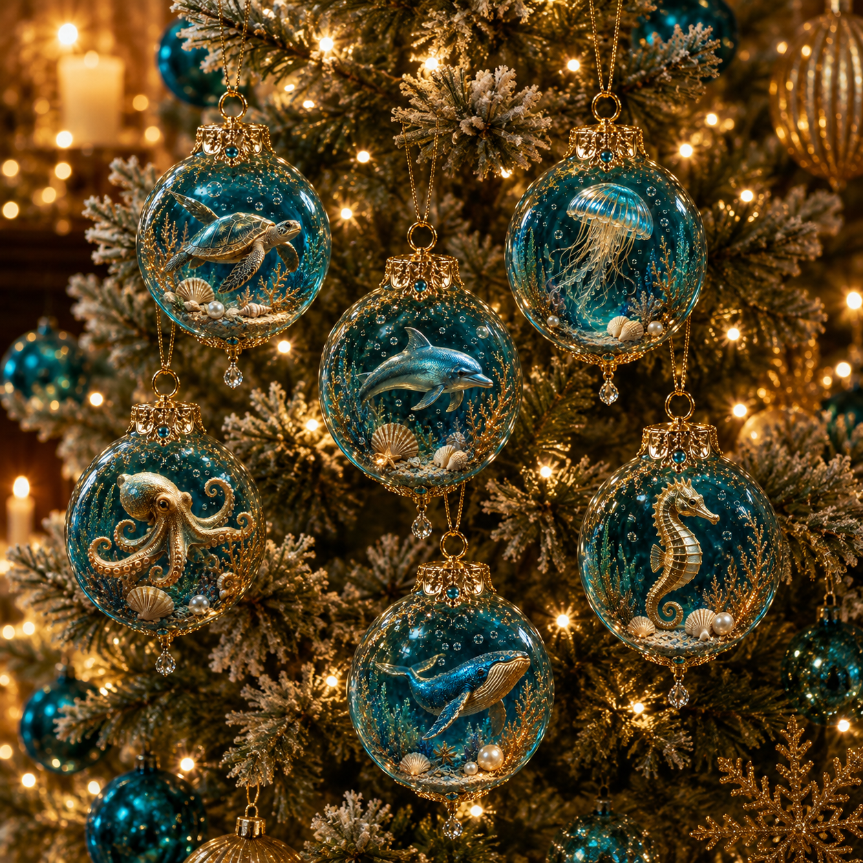 🔥Last 35pcs-✨Ocean Wonders Christmas Ornament Collection-HandPrint