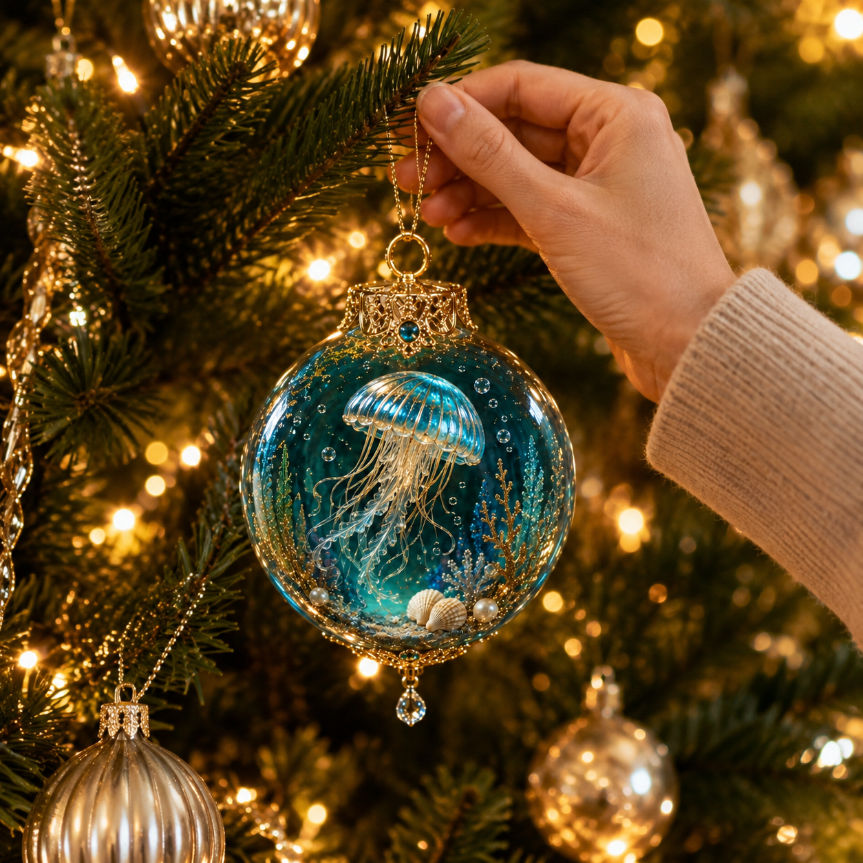 🔥Last 35pcs-✨Ocean Wonders Christmas Ornament Collection-HandPrint