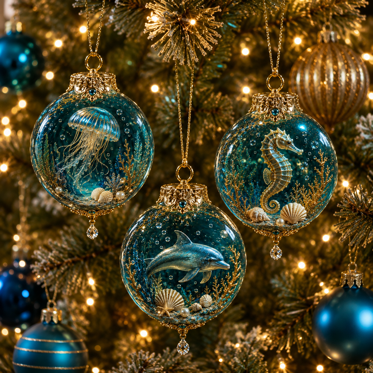 🔥Last 35pcs-✨Ocean Wonders Christmas Ornament Collection-HandPrint