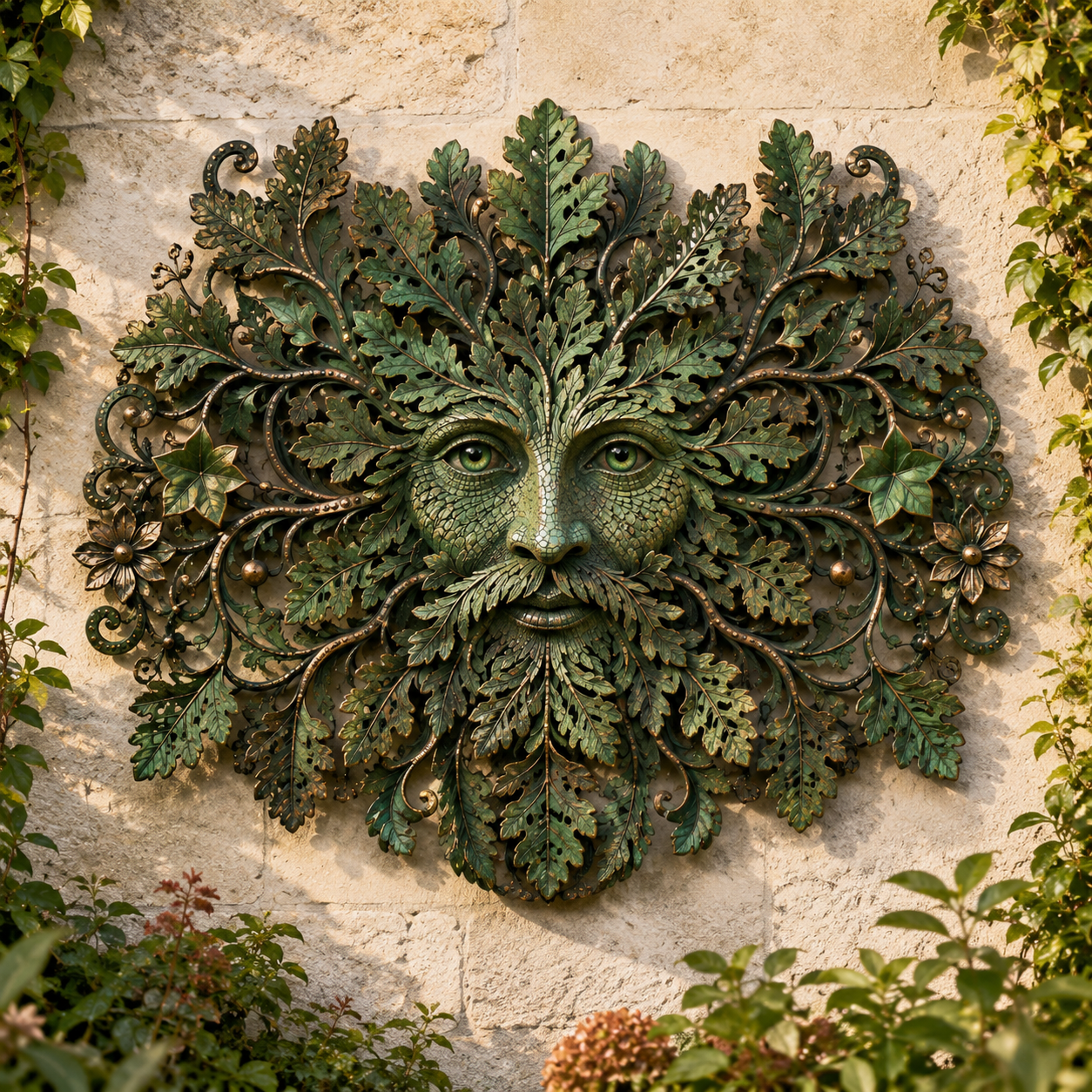 Green Man Forest Spirit Metal Wall Decor-HandPrint