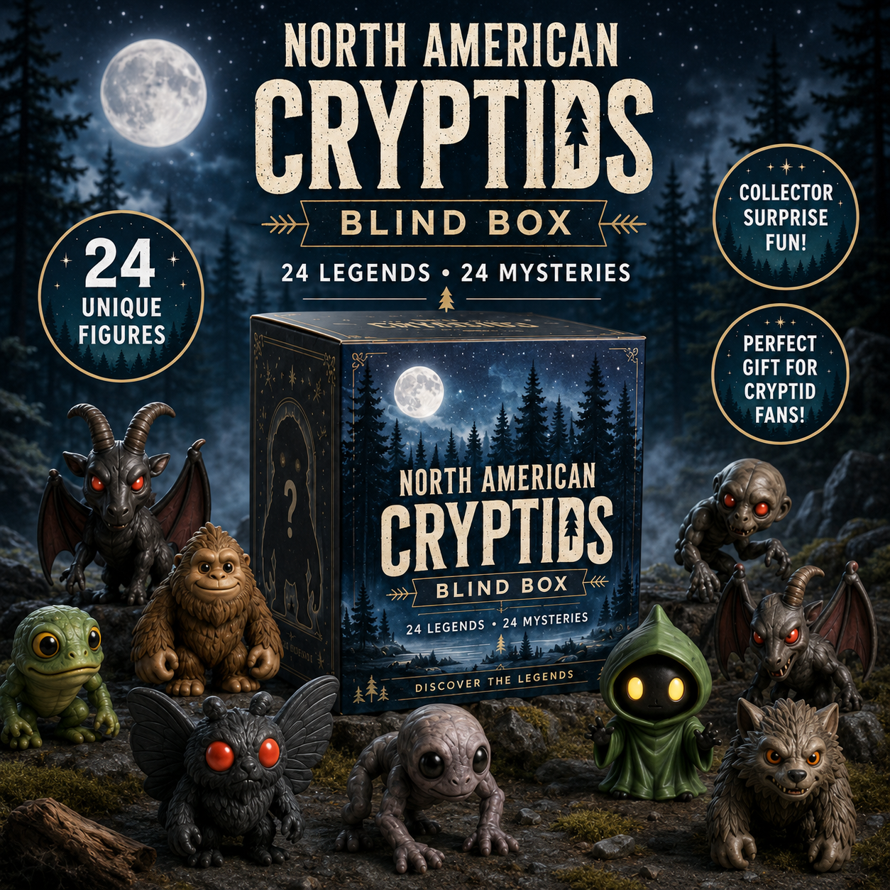 👁️North American Cryptids Blind Box – Complete 24-Piece Collection👹-HandPrint