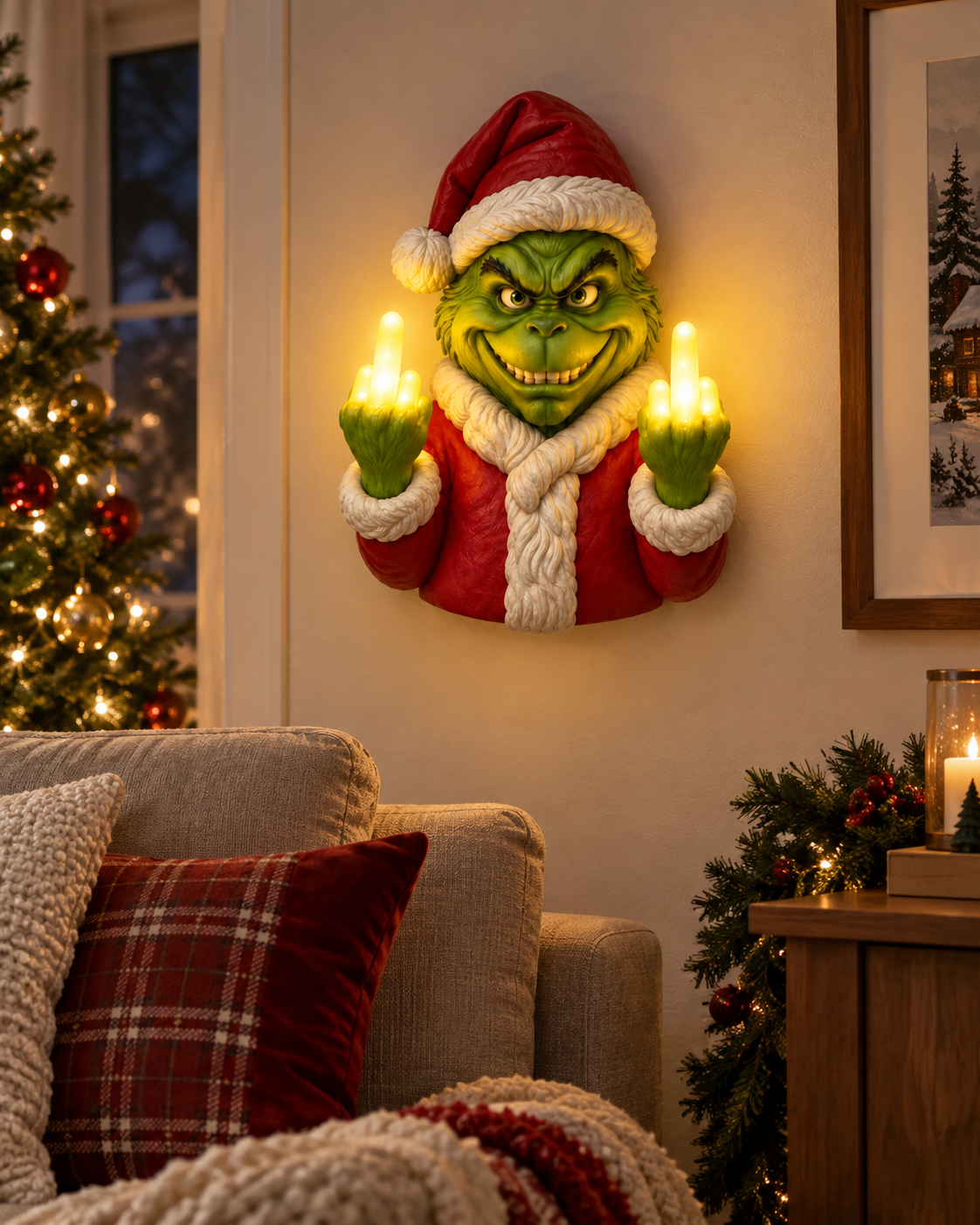 😍Funny Christmas Grinch Wall Lamp-HandPrint