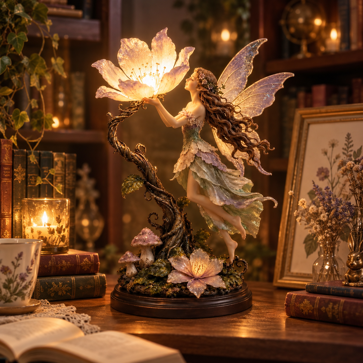 🧚🌺 Glowing Fairy Garden Sculpture – Magical Floral Ambient Light for Cozy Spaces 🌙-HandPrint