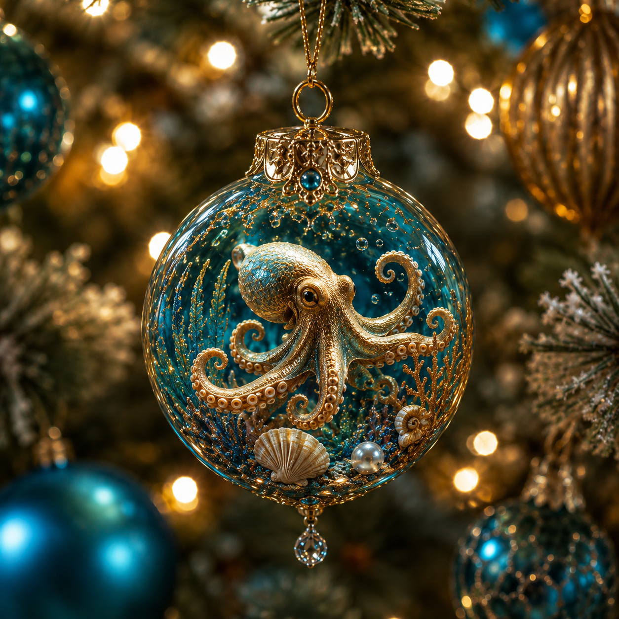 🔥Last 35pcs-✨Ocean Wonders Christmas Ornament Collection-HandPrint