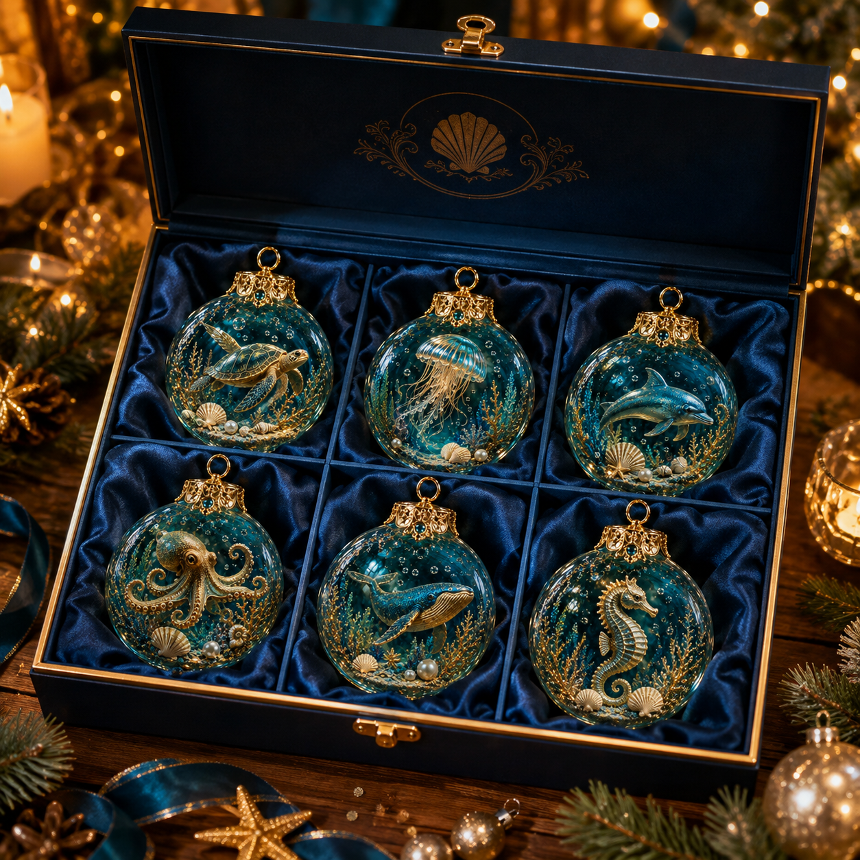 🔥Last 35pcs-✨Ocean Wonders Christmas Ornament Collection-HandPrint