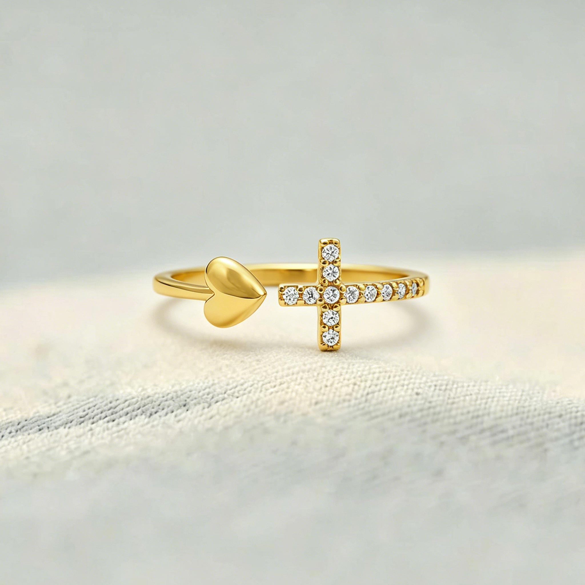 Pray Through It Cross & Heart Personalized Birthstone Ring-HandPrint