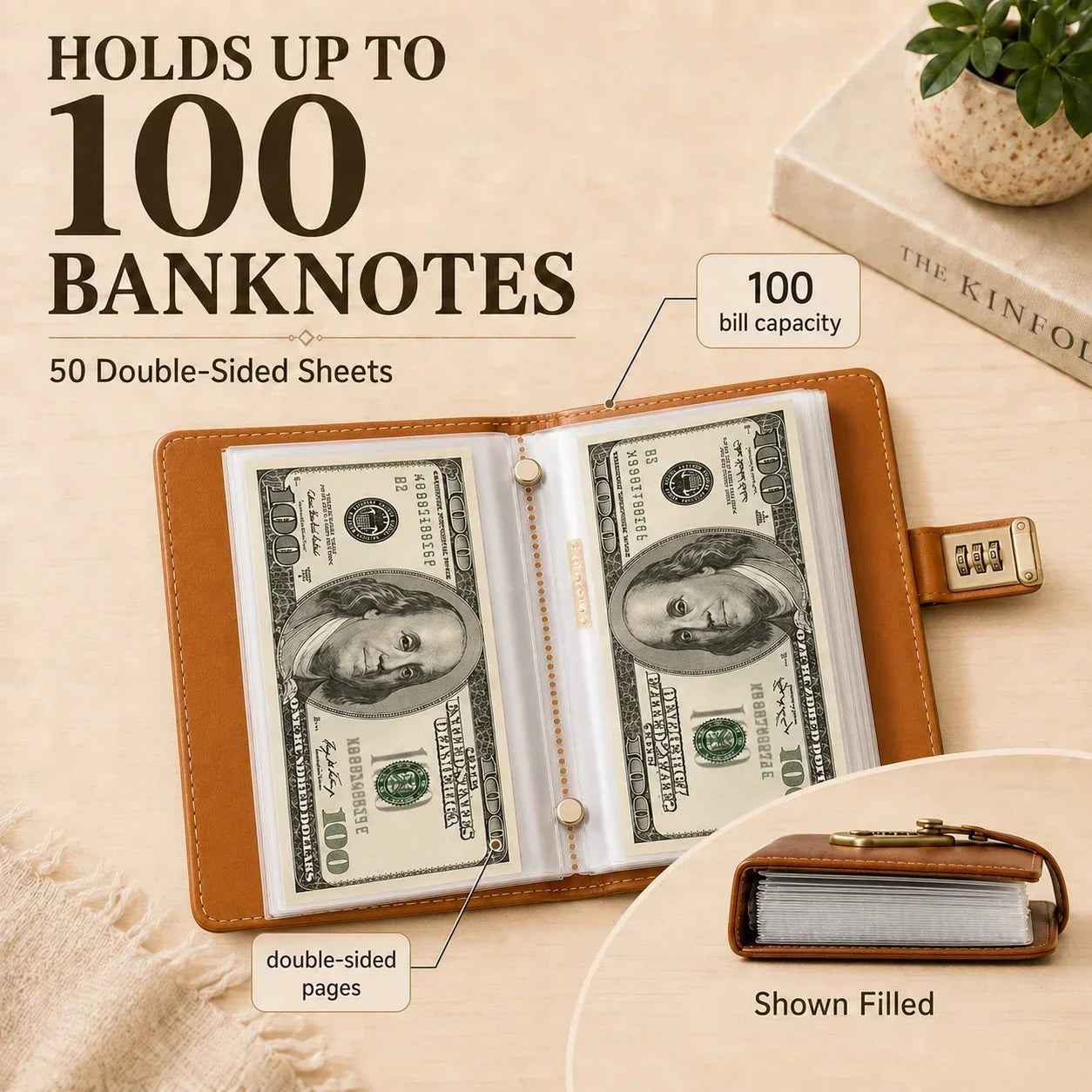 Locking Banknote Collection Booklet | Holds 100 Bills-HandPrint