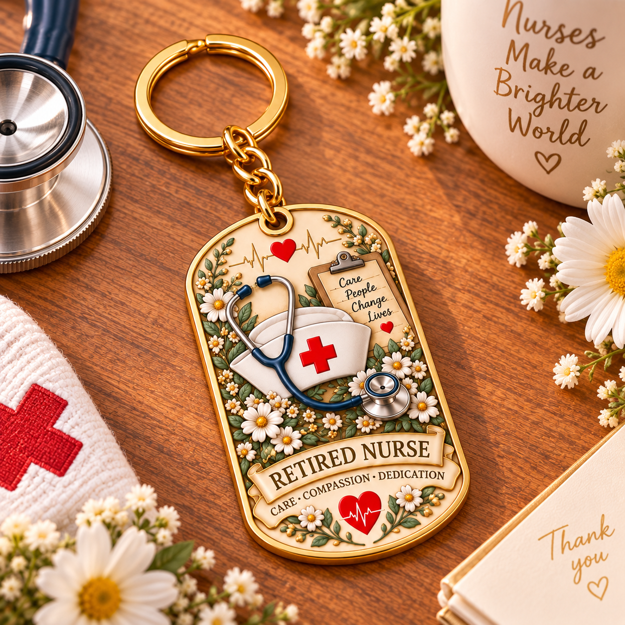 👩‍⚕️ Retired Nurse Keychain-HandPrint