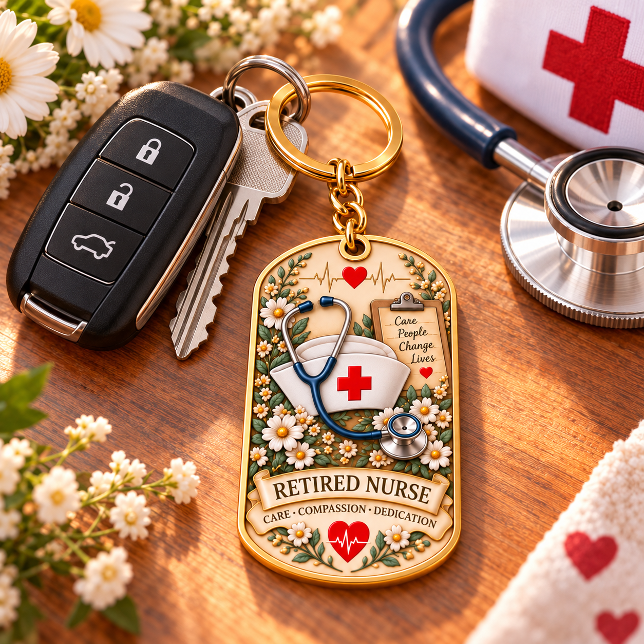 👩‍⚕️ Retired Nurse Keychain-HandPrint
