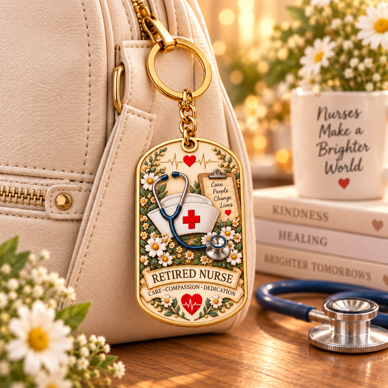 👩‍⚕️ Retired Nurse Keychain-HandPrint