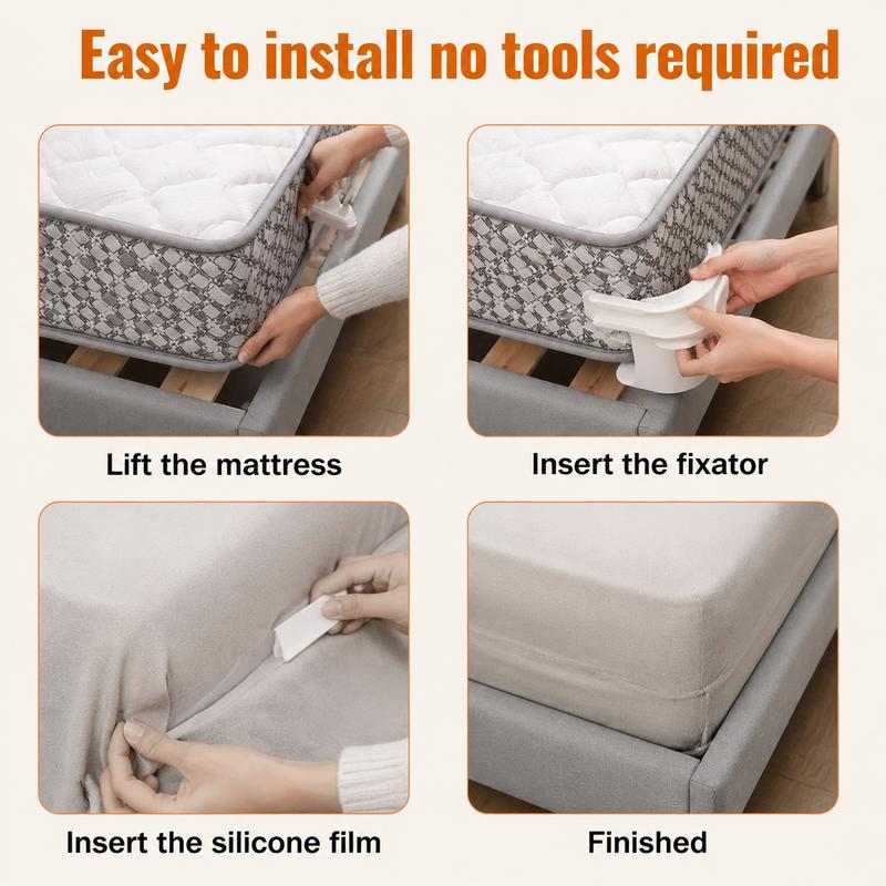 🛏️4-Pack Heavy Duty Sheet Clips Keep Bedding Perfectly In Place-HandPrint