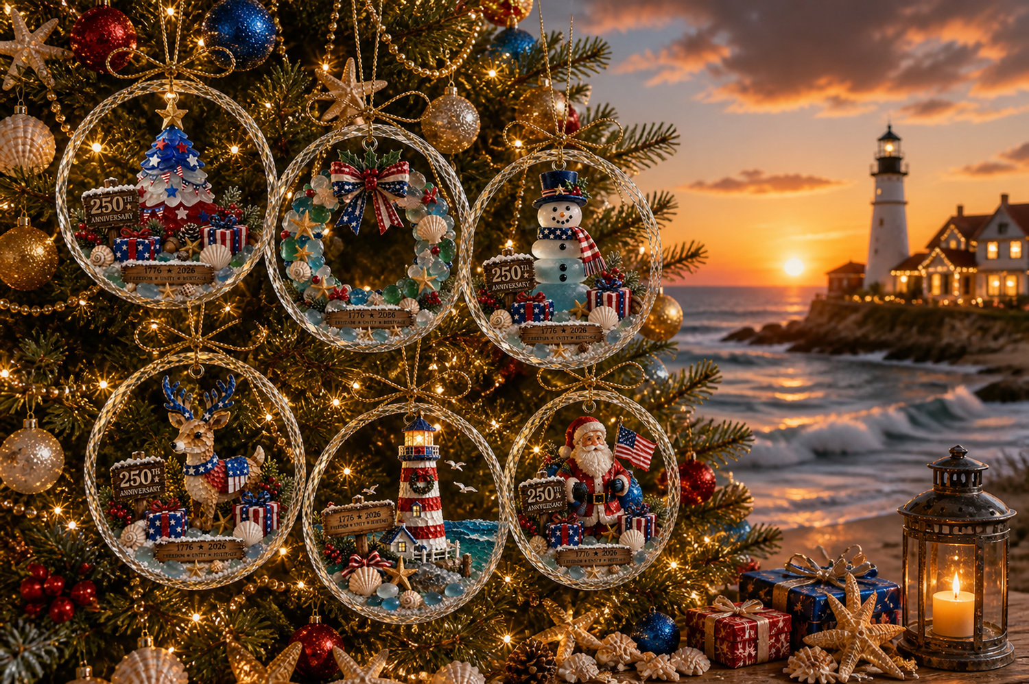 🌊 Ocean Christmas Ornament – 250th Anniversary Edition-HandPrint