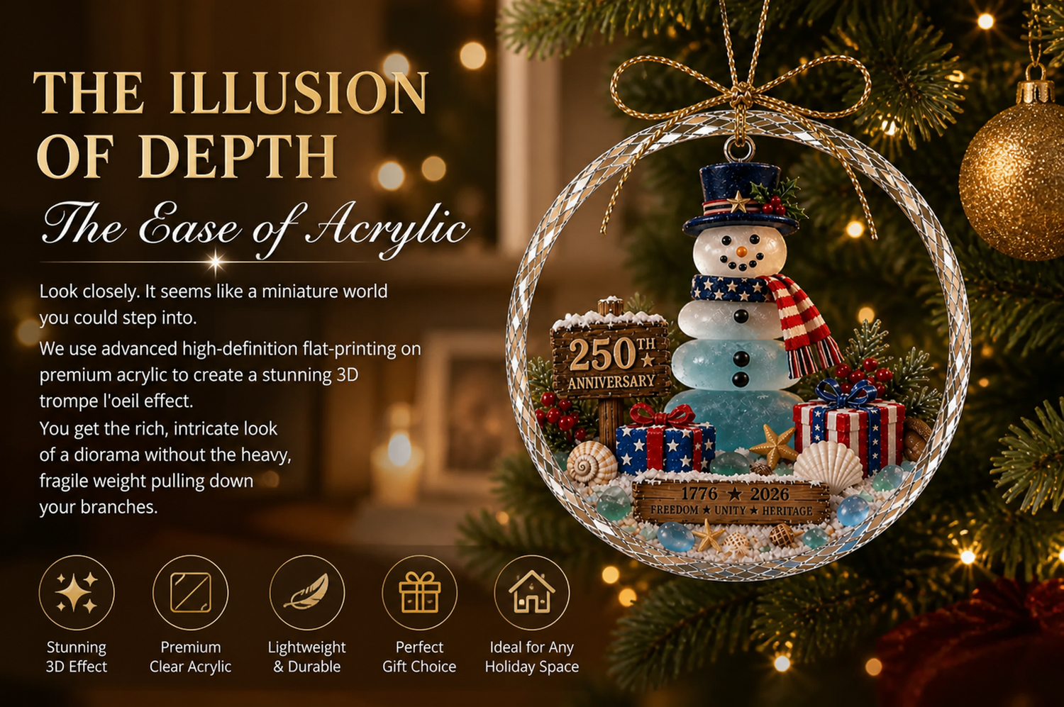 🌊 Ocean Christmas Ornament – 250th Anniversary Edition-HandPrint