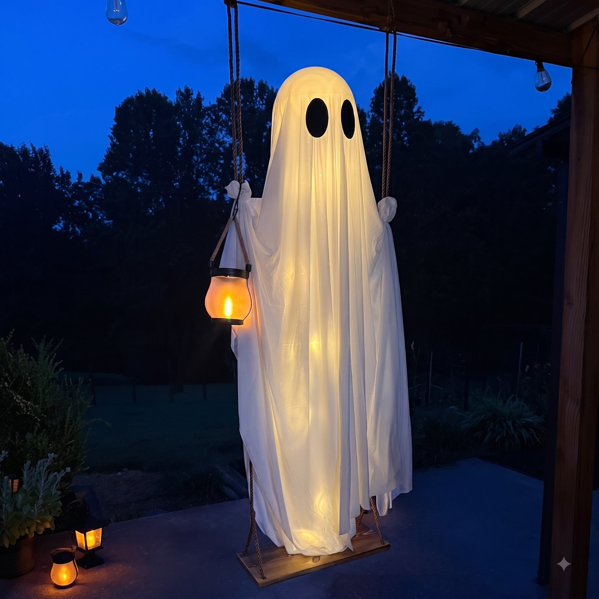 The Midnight Guest – 5FT Light-Up Swinging Ghost-HandPrint