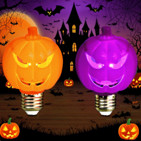 Halloween dynamic projection pumpkin bulb 2 pack-HandPrint