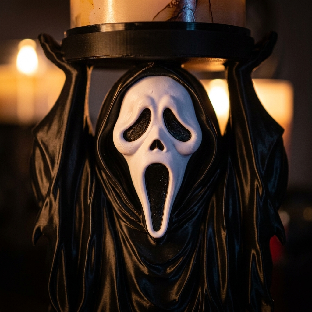 Ghostface Candle Holder – Spooky Horror Decor for 3-Wick & Jar Candles-HandPrint