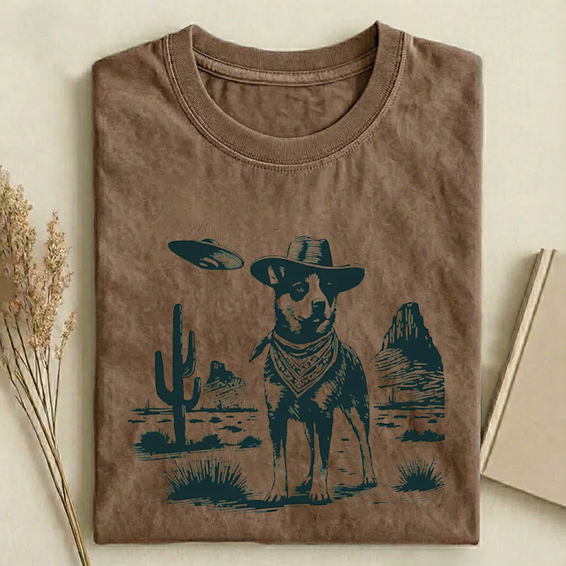 Vintage Australian Cattle Dog UFO T-shirt-NaturexCraft