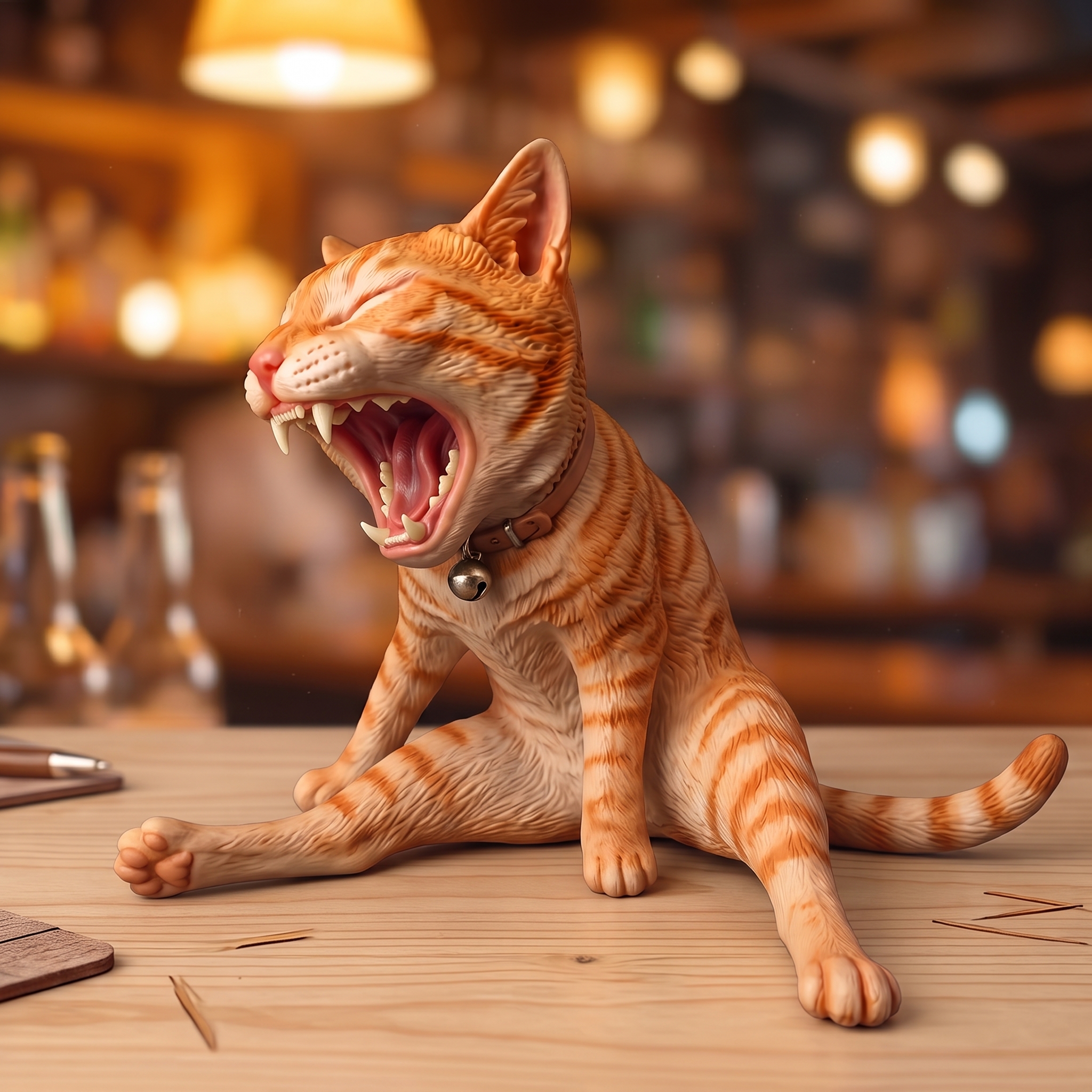 "Big Yawn" Sculpted Tabby Cat Bottle Opener-HandPrint