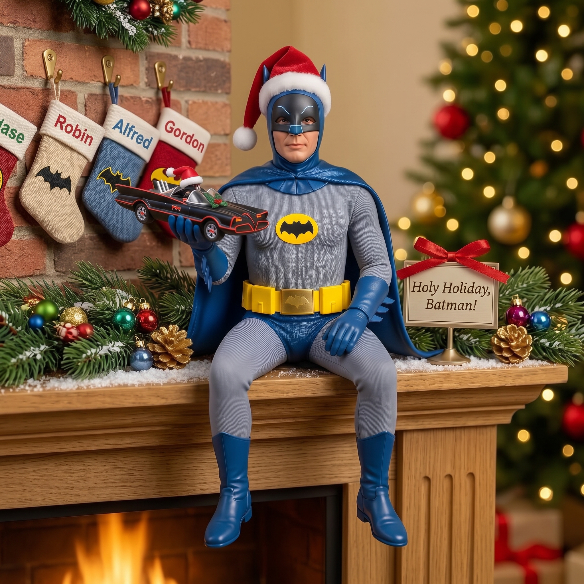 Vintage 1966 Batman and Robin Christmas Sitters-HandPrint