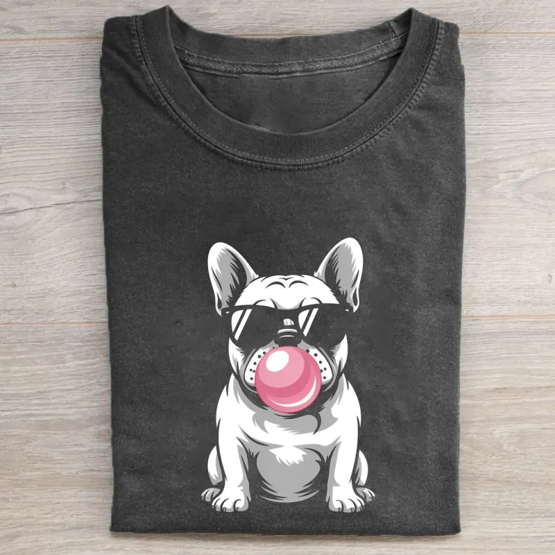French Bulldog Blowing Bubble T-shirt-NaturexCraft