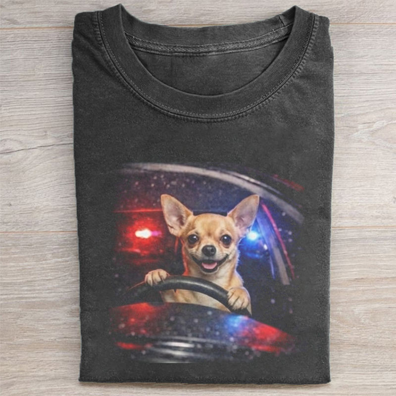 Funny Chihuahua Driving T-shirt-NaturexCraft
