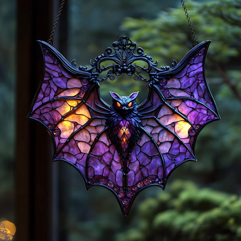 Halloween Mysterious Purple Bat Light Catcher-HandPrint