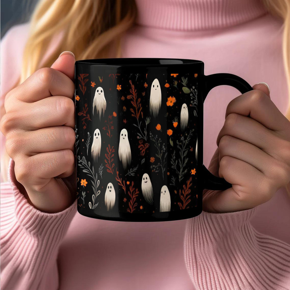 Halloween 3D Black Cat Ghost Mug-HandPrint