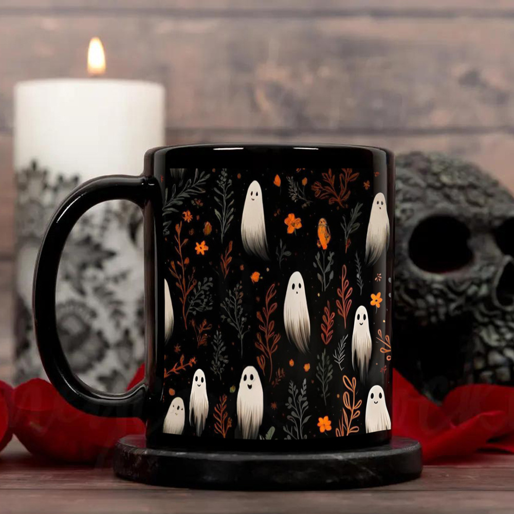 Halloween 3D Black Cat Ghost Mug-HandPrint