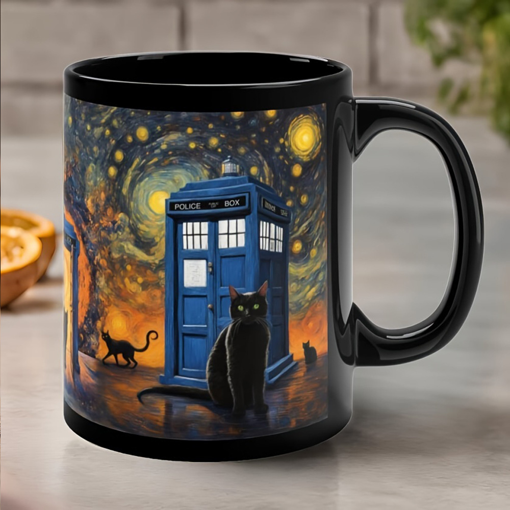 Halloween 3D Black Cat Ghost Mug-HandPrint