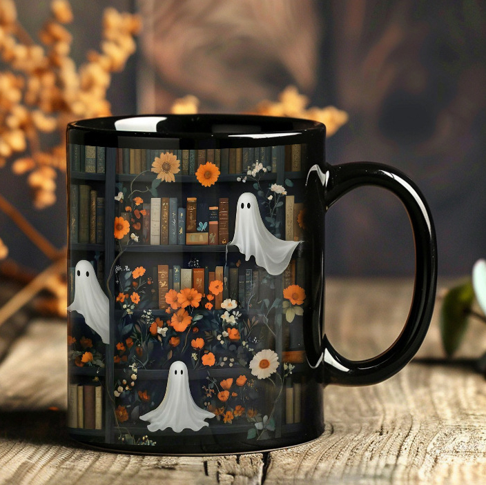 Halloween 3D Black Cat Ghost Mug-HandPrint
