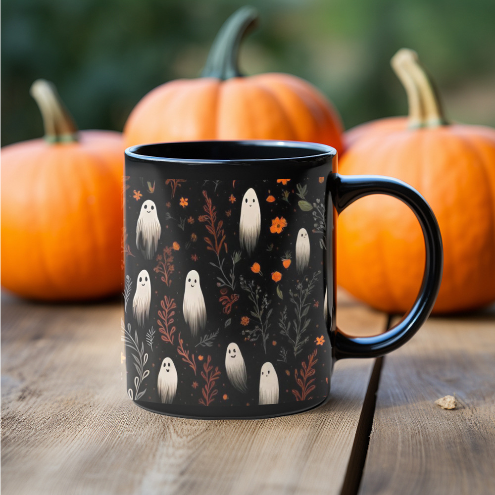 Halloween 3D Black Cat Ghost Mug-HandPrint