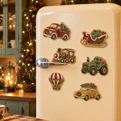 🎄DIY Diamond Painting Christmas Magnets – Sparkling Handmade Refrigerator Magnets for Holiday Decor, Crafts & Gifts-HandPrint
