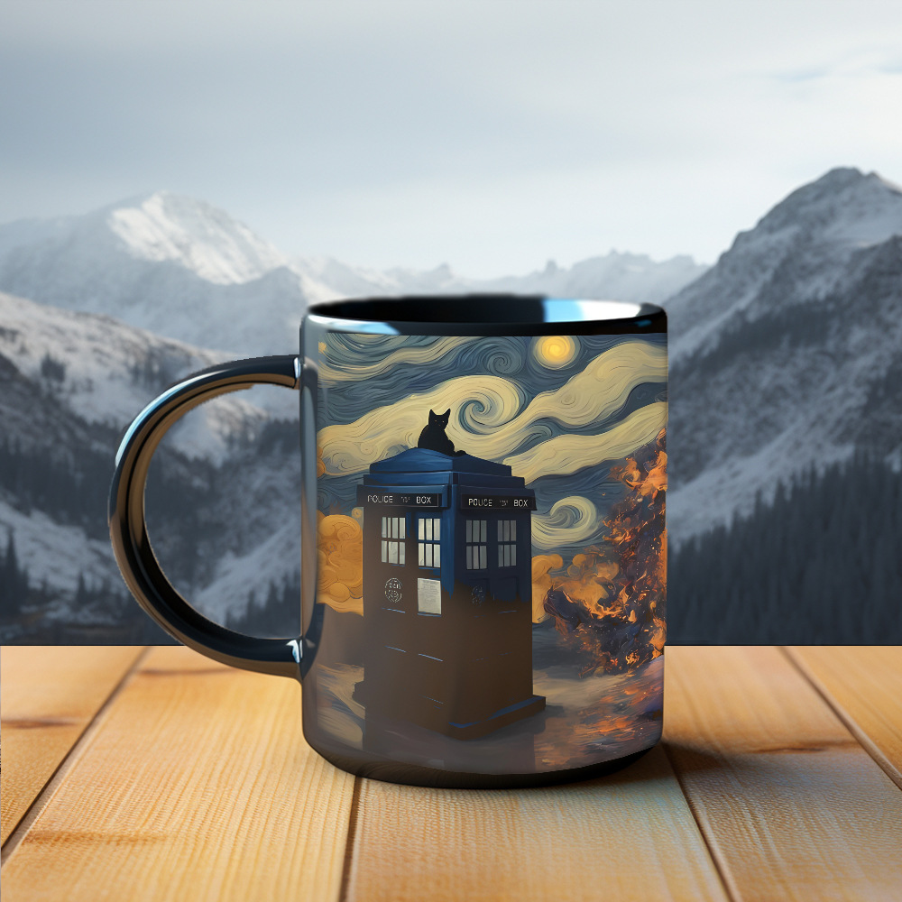 Halloween 3D Black Cat Ghost Mug-HandPrint
