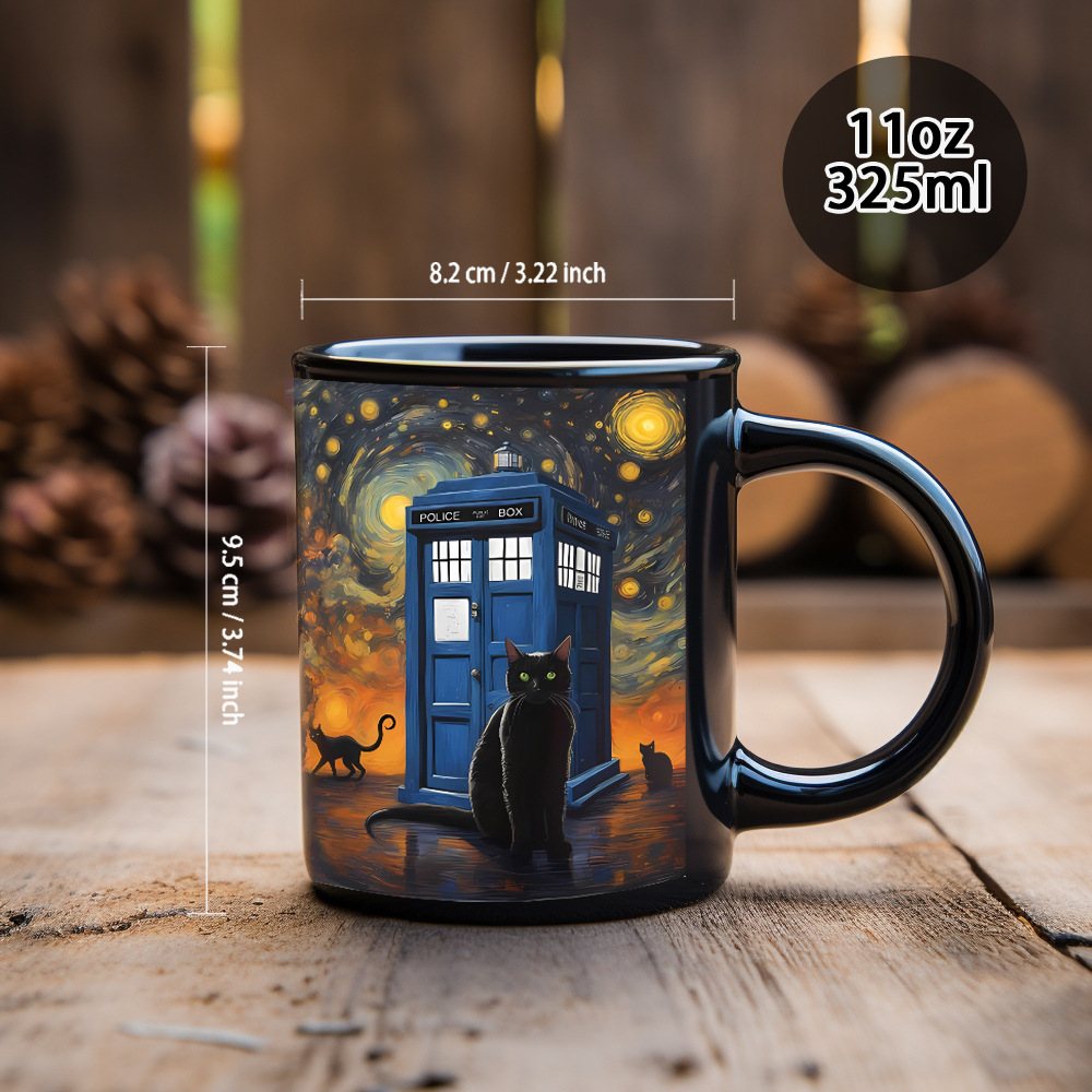 Halloween 3D Black Cat Ghost Mug-HandPrint