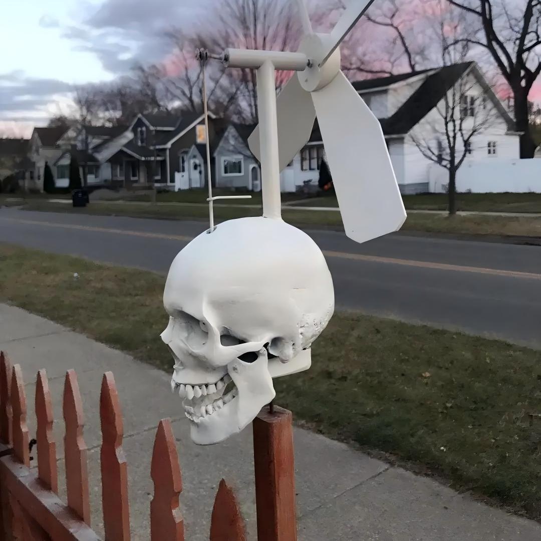 Iron Skull Whirligig - Garden Decor-HandPrint