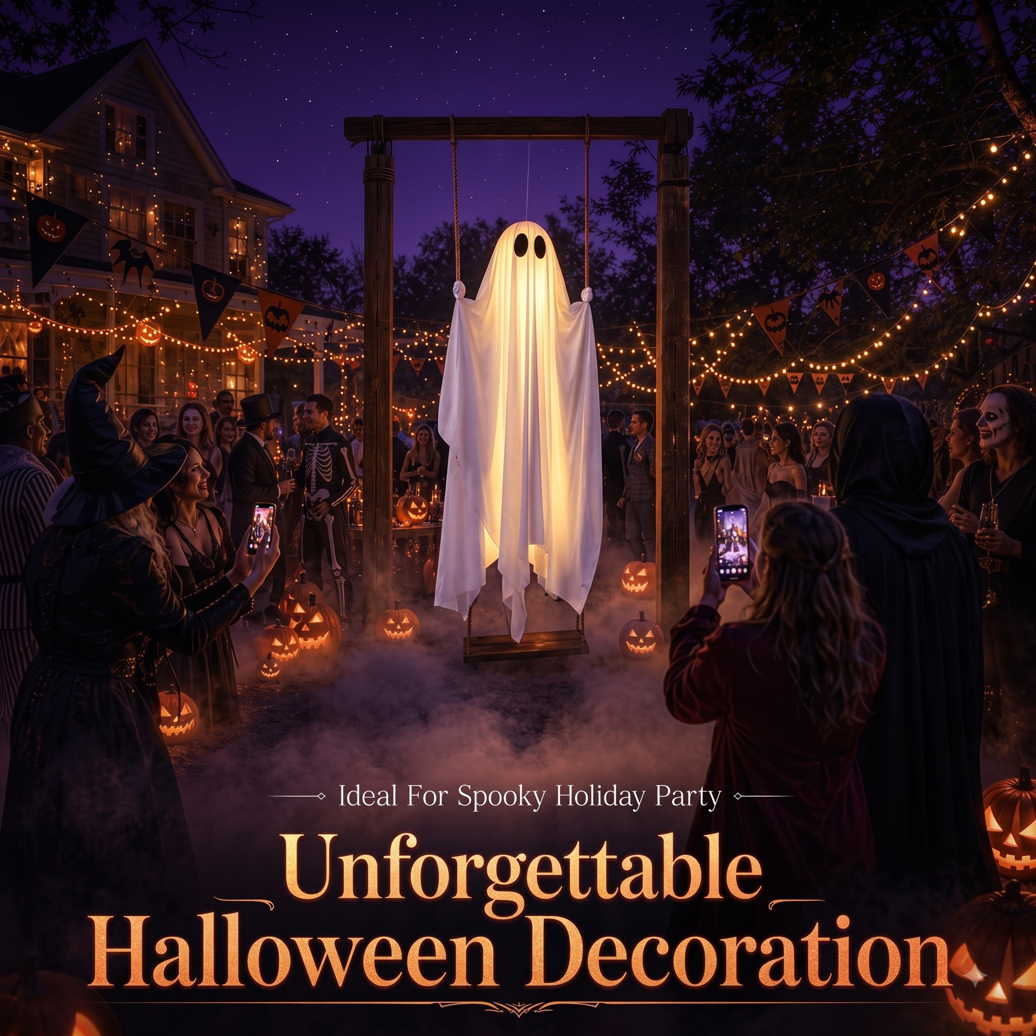 The Midnight Guest – 5FT Light-Up Swinging Ghost-HandPrint