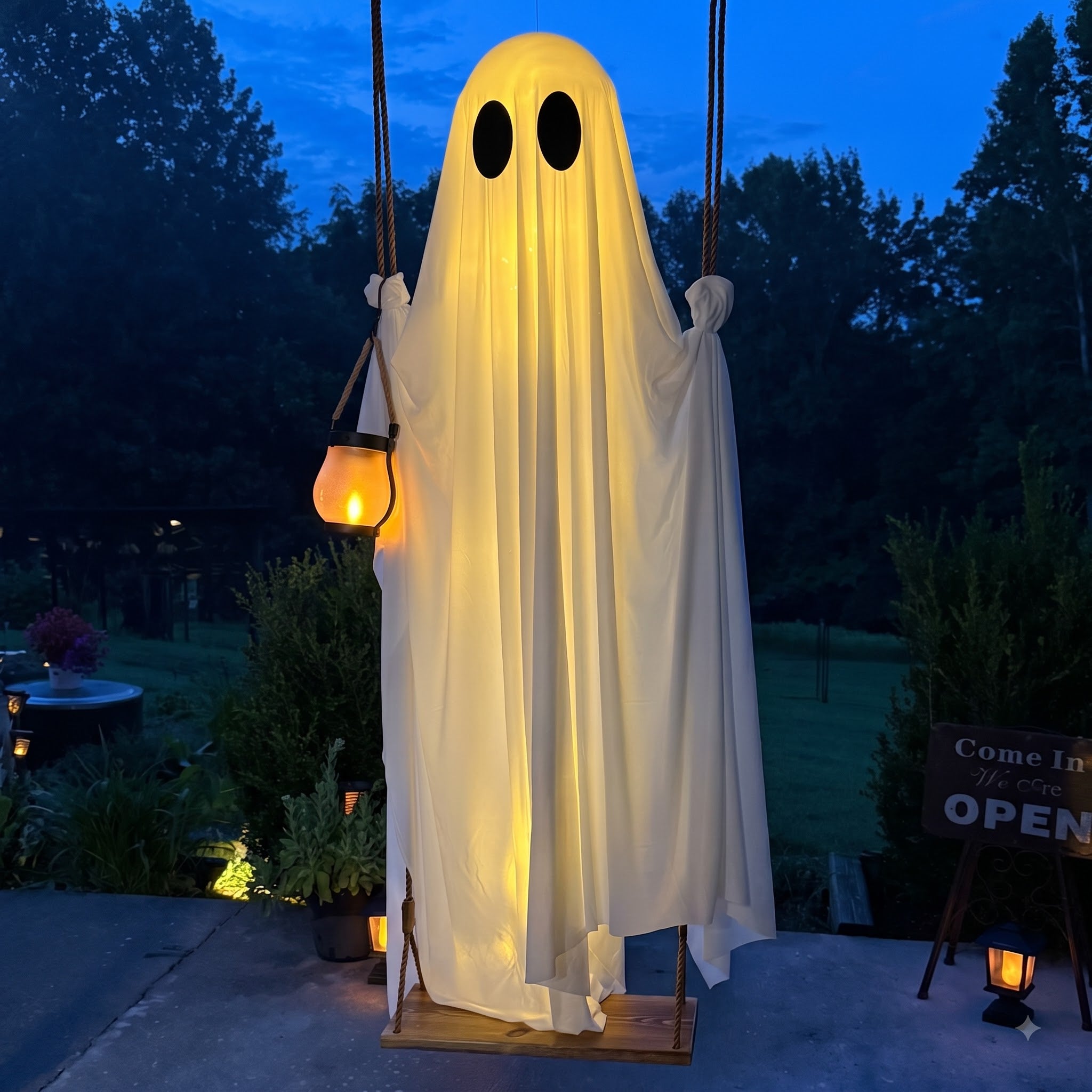The Midnight Guest – 5FT Light-Up Swinging Ghost-HandPrint