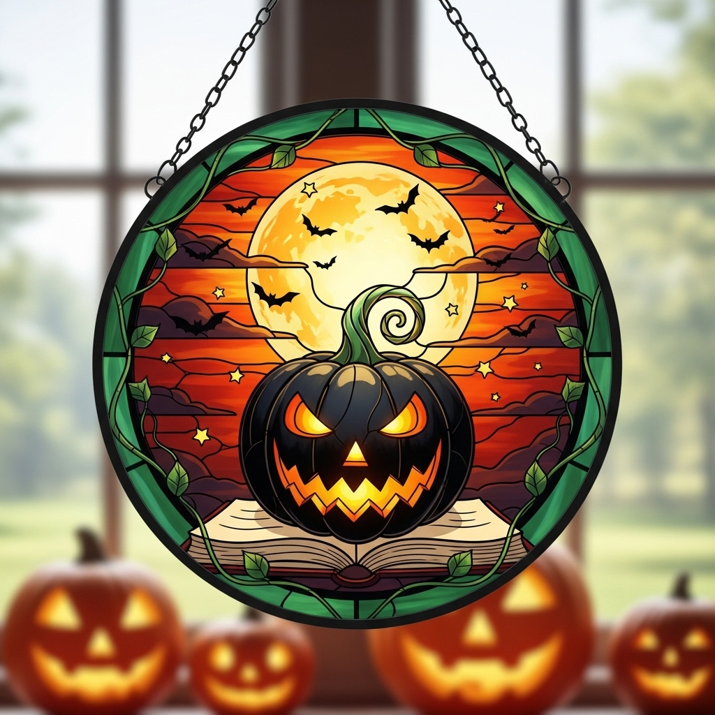 Halloween Pumpkin Window Decorations-HandPrint