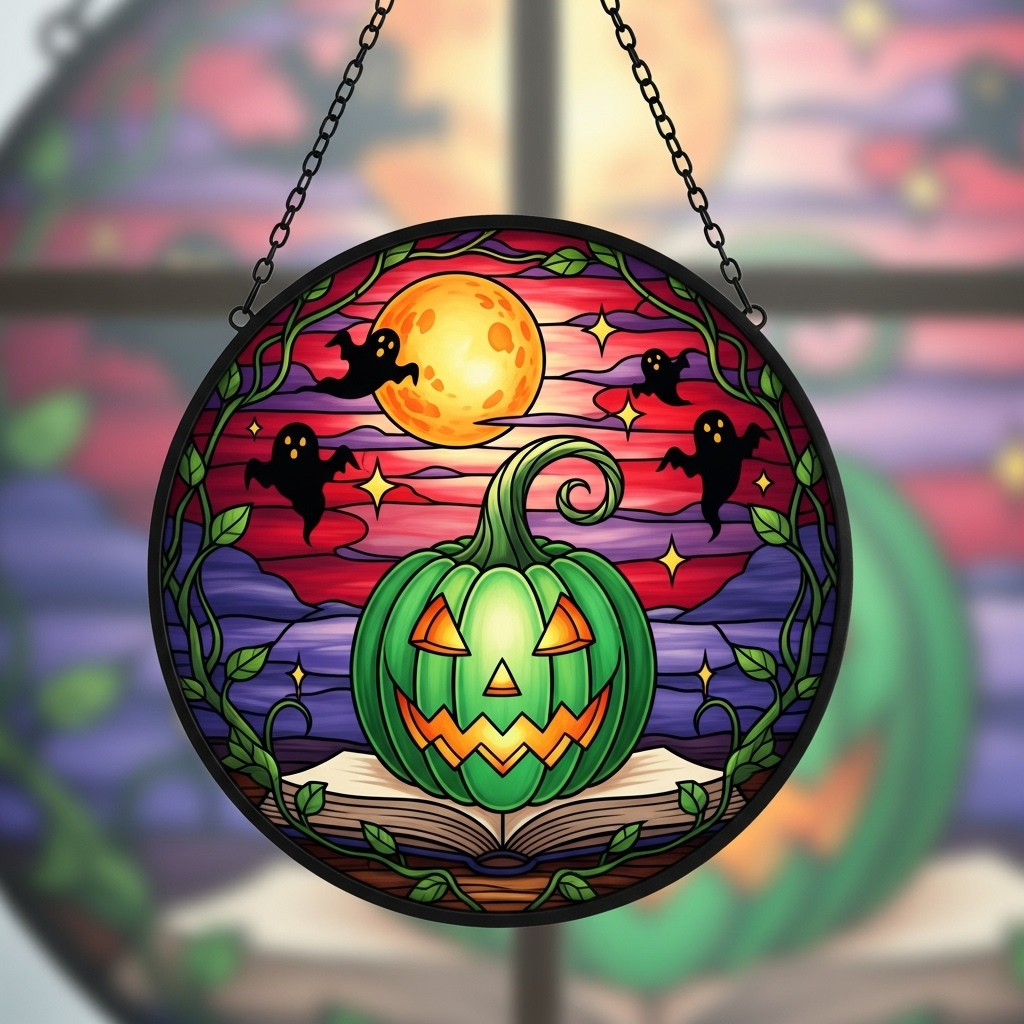 Halloween Pumpkin Window Decorations-HandPrint