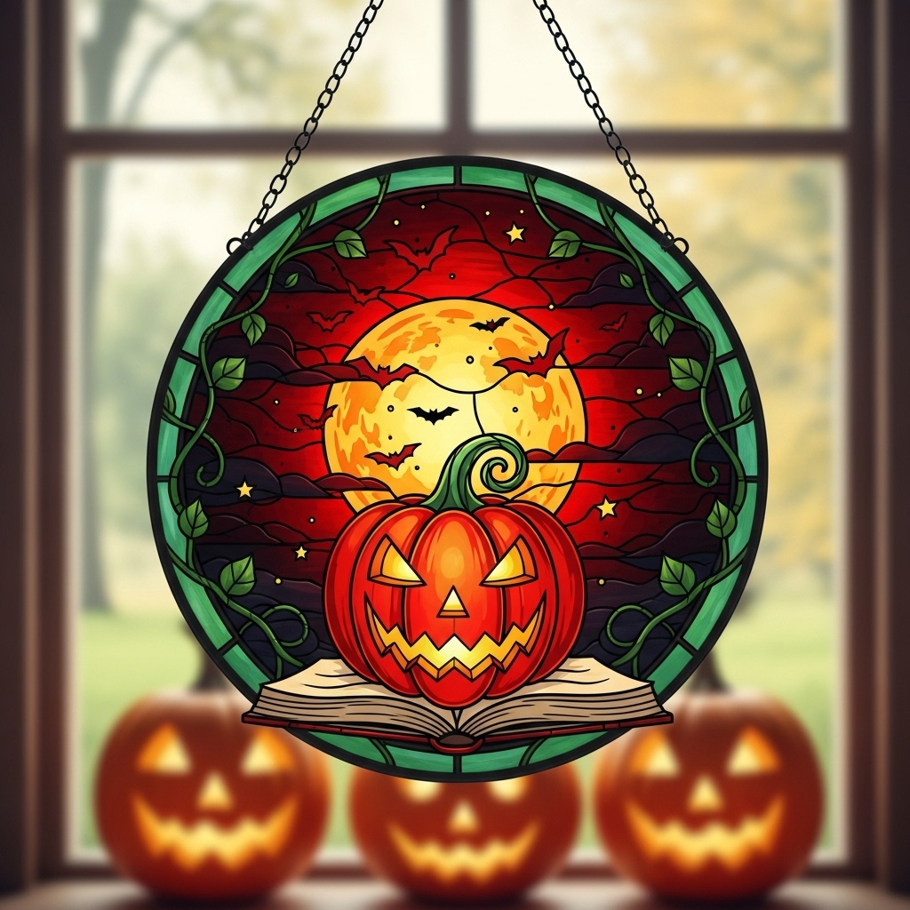 Halloween Pumpkin Window Decorations-HandPrint