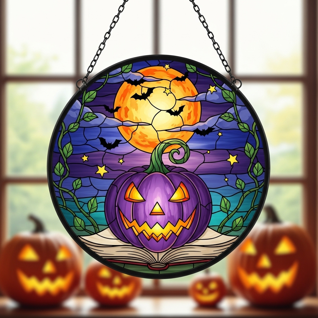 Halloween Pumpkin Window Decorations-HandPrint