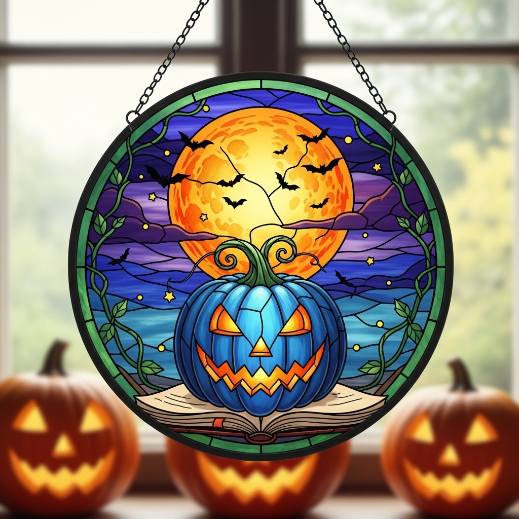 Halloween Pumpkin Window Decorations-HandPrint