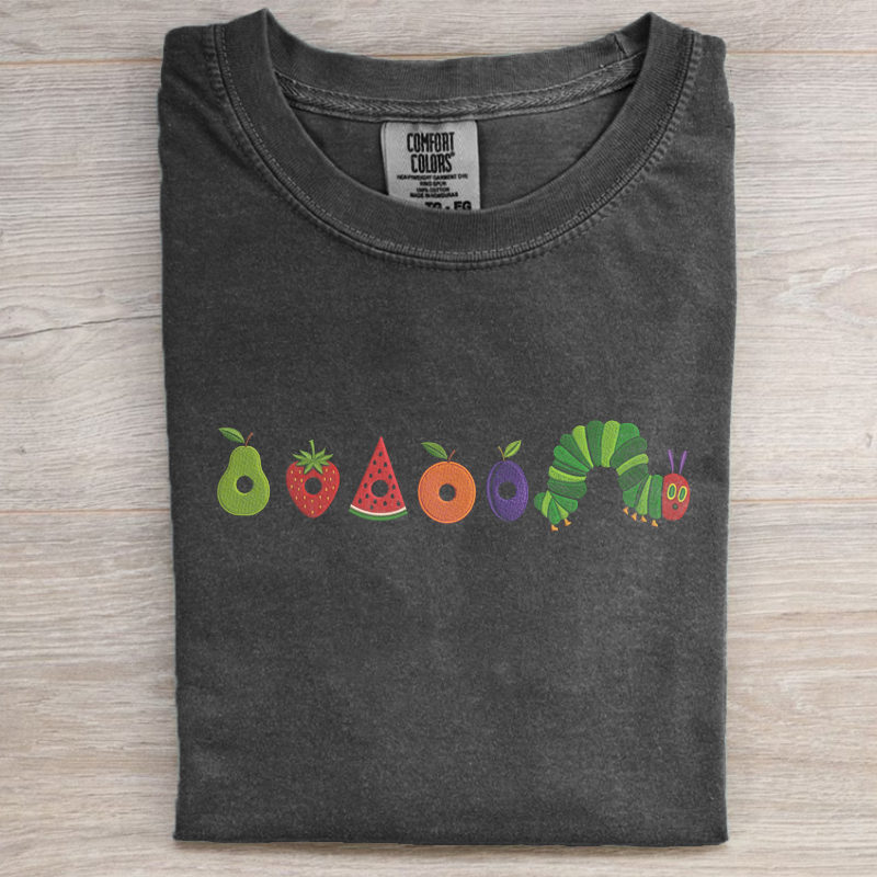 Embroidered The Hungry Caterpillar T-shirt-NaturexCraft