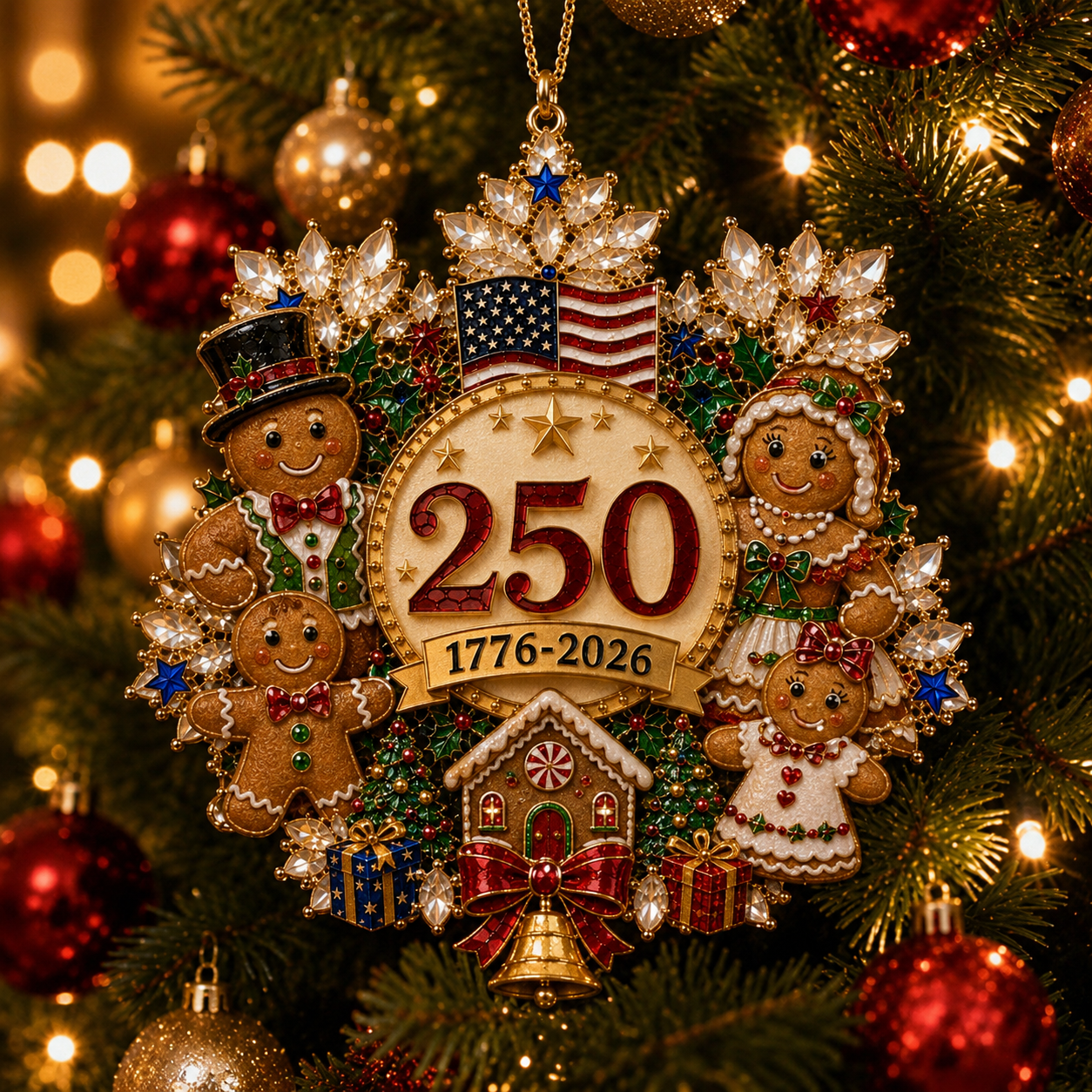 🔥LAST DAY 75% OFF!!🔥 America 250 Crystal Snowflake Heritage Ornament™-HandPrint