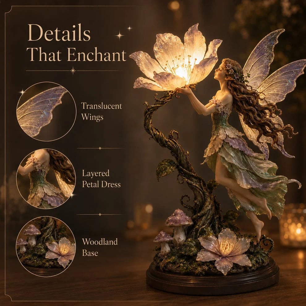 🧚🌺 Glowing Fairy Garden Sculpture – Magical Floral Ambient Light for Cozy Spaces 🌙-HandPrint
