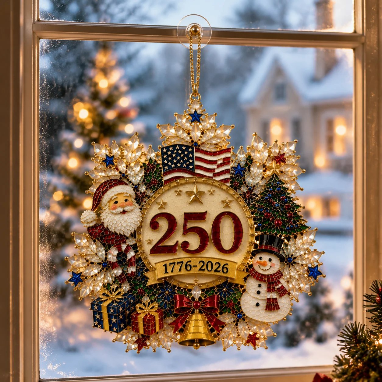 🔥LAST DAY 75% OFF!!🔥 America 250 Crystal Snowflake Heritage Ornament™-HandPrint